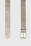 Cesare di Napoli Crocodile leather belt beige for men - Textured leather. 100% crocodile leather. Size: Width 4cm. Buckle. Country of manufacture: Italy. Care: specialized cleaning - photo 3