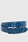 Cesare di Napoli Crocodile leather belt blue for men - Textured leather. 100% crocodile leather. Size: Width 4cm. Buckle. Country of manufacture: Italy. Care: specialized cleaning - photo 1