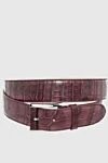 Cesare di Napoli Crocodile leather belt burgundy for men - Textured leather. 100% crocodile leather. Size: Width 4cm. Buckle. Country of manufacture: Italy. Care: specialized cleaning - photo 1