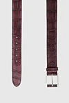 Cesare di Napoli Crocodile leather belt burgundy for men - Textured leather. 100% crocodile leather. Size: Width 4cm. Buckle. Country of manufacture: Italy. Care: specialized cleaning - photo 3