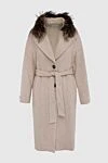 Peserico Beige wool and polyamide coat for women - fur. 31% polyamide, 69% wool. Closure: buttons. two side pockets. Country of manufacture: Italy. Care: specialized cleaning - photo 1