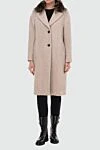 Beige wool and polyamide coat for women Peserico - fur. 31% polyamide, 69% wool. Closure: buttons. two side pockets. Country of manufacture: Italy. Care: specialized cleaning - photo 2