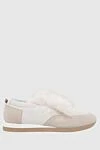 Peserico Women's sneakers in beige with decorative fur - contrasting inserts, contrasting sole, fur. elastane, polyurethane, polyester. Fastener: elastic insert. Country of manufacture: Italy. Care: specialized cleaning - photo 1