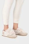 Women's sneakers in beige with decorative fur Peserico - contrasting inserts, contrasting sole, fur. elastane, polyurethane, polyester. Fastener: elastic insert. Country of manufacture: Italy. Care: specialized cleaning - photo 2