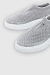 Peserico Women's sneakers with a textured surface in gray - contrasting sole, textured surface. wool, silk. Fastener: elastic insert. Country of manufacture: Italy. Care: specialized cleaning - photo 5