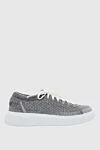 Peserico Women's sneakers with a textured surface and a white sole in gray - contrasting sole, textured surface. wool, silk, cashmere. lacing. Country of manufacture: Italy. Care: specialized cleaning - photo 1