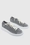 Peserico Women's sneakers with a textured surface and a white sole in gray - contrasting sole, textured surface. wool, silk, cashmere. lacing. Country of manufacture: Italy. Care: specialized cleaning - photo 3