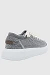 Women's sneakers with a textured surface and a white sole in gray Peserico - contrasting sole, textured surface. wool, silk, cashmere. lacing. Country of manufacture: Italy. Care: specialized cleaning - photo 4