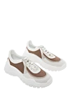 Peserico Women's sneakers with logo-printed laces in white - contrasting inserts, logo on the lacing. acrylic, elastane. lacing. Country of manufacture: Italy. Care: specialized cleaning - photo 3