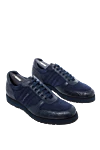 Zilli Sneakers in crocodile leather and nubuck blue for men - Decor: contrast sole, logo. Composition: crocodile leather, nubuck. Clasp: lacing. Sole: platform height 2cm. Country of manufacture: Italy. Care: specialized cleaning - photo 3