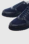 Zilli Sneakers in crocodile leather and nubuck blue for men - Decor: contrast sole, logo. Composition: crocodile leather, nubuck. Clasp: lacing. Sole: platform height 2cm. Country of manufacture: Italy. Care: specialized cleaning - photo 5