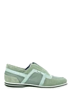 Zilli Green suede and crocodile leather sneakers for men - contrast sole, logo. suede and crocodile leather. lacing. platform height 2cm. Country of manufacture: Italy. Care: specialized cleaning - photo 1