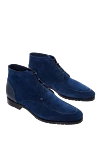 Zilli Men's boots in nubuck and crocodile skin blue - Contrasting leather inserts, textured leather. 100% nubuck 100% crocodile leather. Lace-up. Sole Height: 1.5cm. Outsole: Other materials. Country of manufacture: Italy. Care: specialized cleaning - photo 3