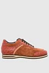 Zilli Orange crocodile and suede sneakers for men - contrast sole, textured leather. crocodile skin, suede. lacing. platform height 2cm. Country of manufacture: Italy. Care: specialized cleaning - photo 1