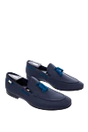 Zilli Blue Nubuck Loafers for men - logo, contrast sole, tassels. 100% nubuck. Country of manufacture: Italy. Care: specialized cleaning - photo 3