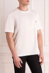 Brioni White cotton T-shirt for men - logo. 100% cotton. Country of manufacture: Italy. Care: specialized cleaning - photo 3