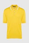 Zilli Yellow silk polo for men - Contrasting collar stripe. 100% silk. Buttons. Country of manufacture: Italy. Care: specialized cleaning - photo 1