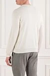 Джемпер из шелка и льна белый мужской Zilli - Вырез. 70% лён, 30% шёлк. Страна производитель: Франция. Уход: специализированная чистка - фото 4