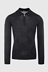 Zilli Long Sleeve Polo in Silk and Cashmere black for men - Pied de bullet pattern. Long sleeve. 60% cashmere, 40% silk. Closure: Zipper. Country of manufacture: Italy. Care: specialized cleaning - photo 1