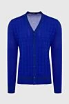 Zilli Men's cardigan made of cotton and silk blue - Contrast edging. 50% cotton, 50% silk. Closure: Buttons. Country of manufacture: Italy. Care: specialized cleaning - photo 1