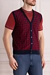 Zilli Men's vest made of cotton and silk red - Neckline, contrasting pattern. 60% silk, 40% cotton. Closure: Buttons. Country of manufacture: Italy. Care: specialized cleaning - photo 3