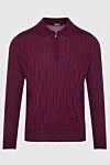 Zilli Long-sleeved polo from silk and cashmere burgundy for men - Long sleeve. 60% cashmere, 40% silk. Closure: Zipper. Country of manufacture: Italy. Care: specialized cleaning - photo 1