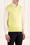 Zilli Men's cotton vest, yellow - Diamond pattern. 100% cotton. Country of manufacture: Italy. Care: specialized cleaning - photo 3