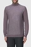 Zilli Men's high-collar stand-up jumper made of cashmere and silk pink - Fantasy pattern. High collar stand. 60% cashmere, 40% silk. Country of manufacture: Italy. Care: specialized cleaning - photo 3