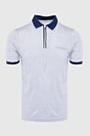 Zilli White silk polo for men - Contrast trim, stripe pattern. 100% silk. Closure: Zipper. Country of manufacture: Italy. Care: specialized cleaning - photo 1