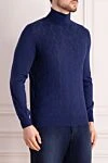 Zilli Golf men's cashmere and silk blue - knitting pattern. High neck. 70% cashmere, 30% silk. Country of manufacture: Italy. Care: specialized cleaning - photo 3