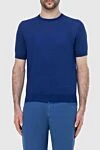 Zilli Short sleeve jumper made of silk and cotton blue for men - Short sleeve. 50% silk, 50% cotton. Country of manufacture: Italy. Care: specialized cleaning - photo 3