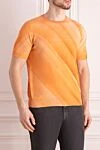 Zilli Cotton short sleeve jumper orange for men - Fantasy Pattern. Short sleeve. 100% cotton. Country of manufacture: Italy. Care: specialized cleaning - photo 3