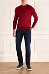 Men's high-collar stand-up jumper made of cashmere and silk red Zilli - Contrast cuffs. High collar stand. 60% cashmere, 40% silk. Country of manufacture: Italy. Care: specialized cleaning - photo 2