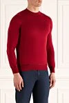 Zilli Men's high-collar stand-up jumper made of cashmere and silk red - Contrast cuffs. High collar stand. 60% cashmere, 40% silk. Country of manufacture: Italy. Care: specialized cleaning - photo 3