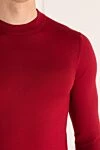 Zilli Men's high-collar stand-up jumper made of cashmere and silk red - Contrast cuffs. High collar stand. 60% cashmere, 40% silk. Country of manufacture: Italy. Care: specialized cleaning - photo 5