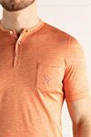 Zilli Silk polo orange for men - melange pattern. 100% silk. Buttons. Country of manufacture: Italy. Care: specialized cleaning - photo 5