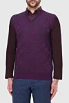 Zilli Men's cashmere and silk vest purple - Neckline, contrasting pattern. 60% cashmere, 40% silk. Country of manufacture: Italy. Care: specialized cleaning - photo 3