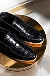 Cesare di Napoli Black crocodile leather loafers for men - textured leather, contrast sole. 100% crocodile skin. Insole: leather. Country of manufacture: Italy. Care: specialized cleaning - photo 7