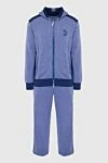 Stefano Ricci Костюм спортивный мужской из кашемира и кожи крокодила синий - Контрастная отделка, логотип бренда. Капюшон. 100% кашемир, 100% кожа крокодила. Кулиска, молния. Четыре боковых кармана. Страна производитель: Италия. Уход: специализированная чистка - фото 1