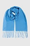 Stefano Ricci Шарф из кашемира голубой мужской - бахрома, логотип из кожи крокодила. 100% кашемир. Страна производитель: Италия. Уход: специализированная чистка - фото 1