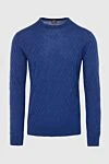 Dalmine Wool, silk and cashmere jumper blue for men - Decor: Knit, geometric pattern. Composition: 70% wool, 20% silk, 10% cashmere. Country of manufacture: Italy. Care: specialized cleaning - photo 1