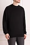 Dalmine Men's high-collar stand-up woolen sweater black - High collar stand. 100% wool. Country of manufacture: Italy. Care: specialized cleaning - photo 3