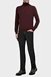 Men's cashmere golf burgundy Malo - Optional: High neck. Composition: 100% cashmere. Country of manufacture: Italy. Care: specialized cleaning - photo 2