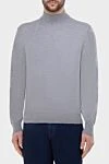 Gran Sasso Men's high-collared stand-up woolen sweater gray - High collar stand. 100% wool. Country of manufacture: Italy. Care: specialized cleaning - photo 3