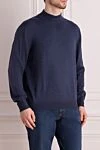 Gran Sasso Men's high-collared woolen jumper blue - High collar stand. 100% wool. Country of manufacture: Italy. Care: specialized cleaning - photo 3