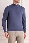 Gran Sasso Men's high-collared woolen jumper blue - High collar stand. 100% wool. Country of manufacture: Italy. Care: specialized cleaning - photo 3