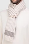 Cashmere scarf beige for men Gran Sasso - contrasting stripe. 100% cashmere. Country of manufacture: Italy. Care: specialized cleaning - photo 2