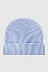 Gran Sasso Blue cashmere hat for women with a ribbed design - 100% cashmere. Country of manufacture: Italy. Care: specialized cleaning - photo 3