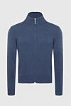 Gran Sasso Men's cardigan made of wool, cashmere and viscose blue - High collar. 80% wool, 10% cashmere, 10% viscose. Closure: Zipper. Country of manufacture: Italy. Care: specialized cleaning - photo 1