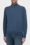 Gran Sasso Men's cashmere cardigan blue - Gate stand. 100% cashmere. Closure: Zipper. Country of manufacture: Italy. Care: specialized cleaning - photo 3